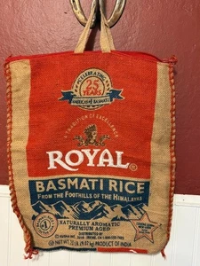 Royal Basmati Reis 25 Jahre Sackleinenbeutel Reißverschluss mit Griff 15" x 18" Tragetasche - Bild 1 von 10
