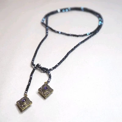 Collar HEIDI DAUS Cristal Trilo Cuentas Lariat Nuevo $259 Capas Tanzanita  Foto 1 de 4