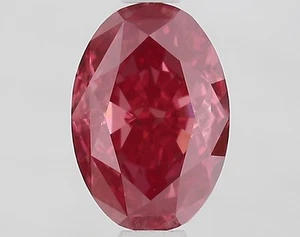 Oval 1.13ct Fancy Vivid Red VVS1 CVD IGI loose lab grown diamond - Picture 1 of 3