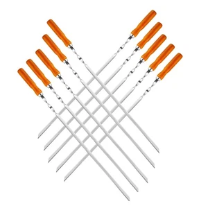 Set of 10 Stainless steel skewers with wooden handle 580x10x3mm - Picture 1 of 5