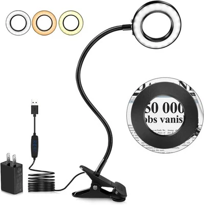 NA LED Magnifying Light Desk lamp, Ruboss 3X Magnifier Desk Light with clamp lam - Image 1 of 4