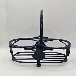 VTG Certified International Metal Cruet Caddy Carrier Oil Vinegar Holder Blue - Picture 1 of 19