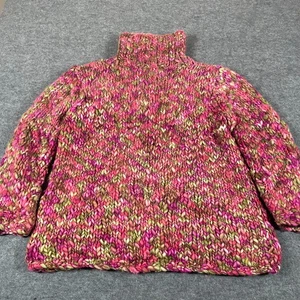 VTG April Cornell Sweater Womens Medium Pink Wool Turtleneck Chunky Heavy Retro - Picture 1 of 15