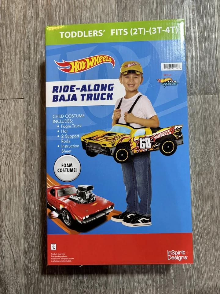 01571124 Spirit Halloween Toddler Hot Wheels Ride-Along Costume OSFM