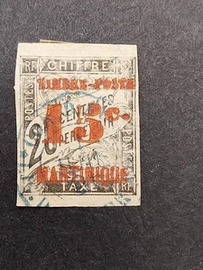 Timbre Colonies Martinique surchargé  N° 25   oblitéré  C: 55 € signé J.F. Brun - Imagen 1 de 3