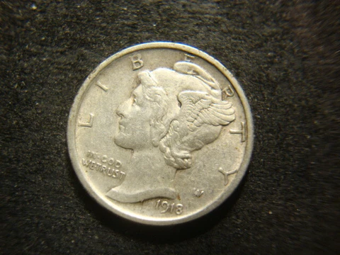 1918-D  XF AU Textbook Specimen Mercury Dime Super Fasces RXR LNDR Cover