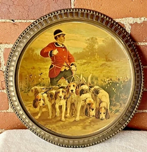 Antik Albert de Gesne Metallplatte Ölgemälde Jagdszene signiert Original - Bild 1 von 16