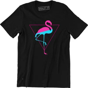 Flamingo Triangle Shirt Funny Cute Animal Graphic Design Tee Men's T-shirt - Picture 1 of 4