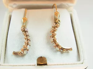 Beautiful Long Designer Precious Opal Earrings 375 Yellow Gold 12 Opals Finely Ornate - Picture 1 of 10