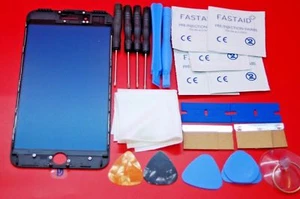 iPhone 7 Plus Schwarz Bildschirm, Glas Reparaturset, Installierter Rahmen - Zdjęcie 1 z 4