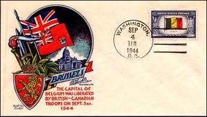 4 Sep 1944 WWII Patriotic Cover Staehle Multicolor Brüssel Liberated Cachet - Bild 1 von 2