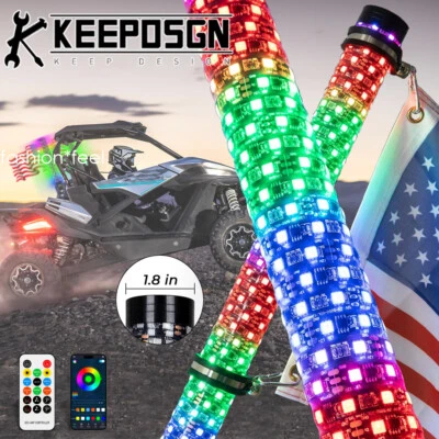ATV UTV 2 pies RGB LED Fat Whip Luces Espiral Persecución Bandera para CFMOTO ZFORCE 950 800 Foto 1 de 4