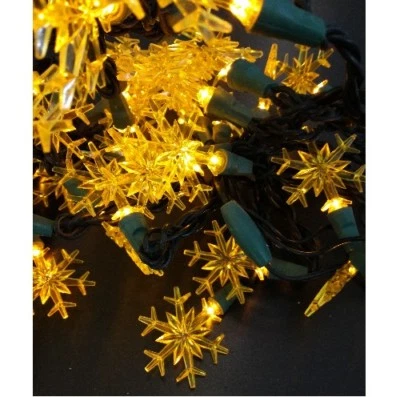 50er LED Motif Holiday Lights Snowflake 13 1/12ft Inside Christmas Tree Yellow - Image 1 of 3