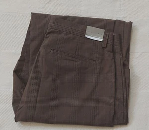 BANANA REPUBLIC MEN'S BROWN CHECKS COTTON-OLEFIN BLEND PANT SIZE 35 X 34 NWT $78 - Picture 1 of 12
