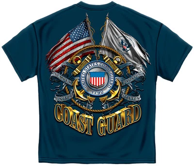 New COAST GUARD DOUBLE FLAG  T Shirt   - Image 1 of 2
