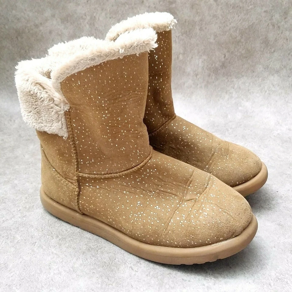 Roebuck & Co Girls Mandy 66702 Sz 1 M Brown Cozy Glitter Boots - Image 1 of 4