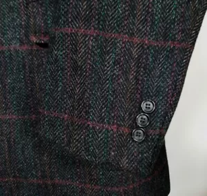 Vintage 43L Black Purple Teal Check British Isles Wool Tweed Jacket Sport Coat - Picture 1 of 6