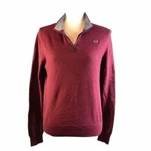 Vineyard Vines Maroon Classic 1/4 Zip Cotton Pullover Sweater Kids L (16) - Picture 1 of 12