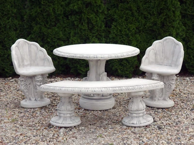 Gartenmöbel Sitzbank Stühle Gartentisch  77/85/47 cm 532 kg Beton frostsicher - Bild 1 von 4