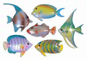Decorazione da parete pesci tropicali assortiti dipinti a mano 6" (set di 6) 10C-B - Foto 1 di 7