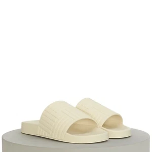BOTTEGA VENETA 520$ Slide Sandals - Sea Salt Beige Rubber, Men's 'Slider' Pool - Picture 1 of 12