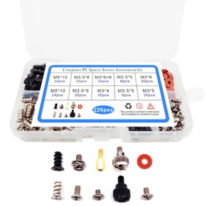 228PCS/Box 10 Kinds Of Motherboard PC Computer Assemble Case Fan Hand Screw Bolt - Picture 1 of 6