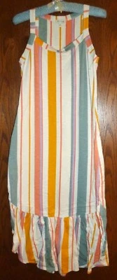 ELLA MOSS - VESTIDO LARGO DE PUNTO ALGODÓN/VISCOSA A RAYAS TOLDO PLAYERO - JR/MISSES S Foto 1 de 4