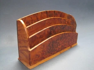 Vintage French Paper Letter Holder Hand Made of Birdseye Racine De Thuya Wood VG - Picture 1 of 12