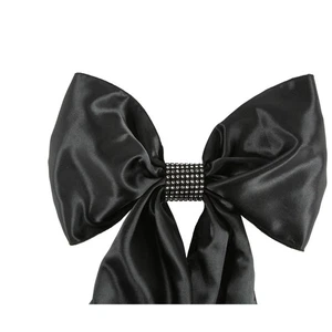50 Black and Silver Rhinestone Bow Covers - 8 Row - wedding chair sash reusable - Picture 1 of 5