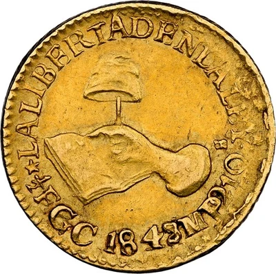 México: República Oro 1/2 Escudo 1848/7-GC MP NGC AU-55, Guadalupe y Calvo como nuevo Foto 1 de 4