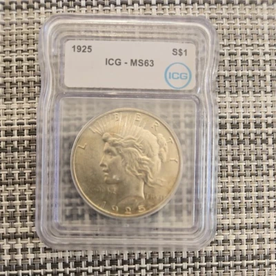 1925 Peace Silver Dollar MS63 ICG  - Image 1 of 2