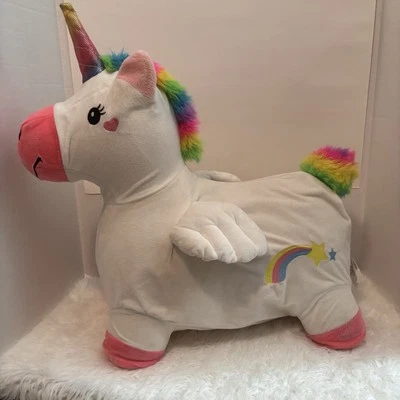 Bouncy Pals Unicornio Caballo Niña Pequeña Rebotando Peluche Animal, Inflable con Bomba Foto 1 de 4
