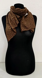 Italy Blogger Schal Halstuch Seide/Baumwolle asymetrisch Blütenprint Schokobraun - Bild 1 von 2