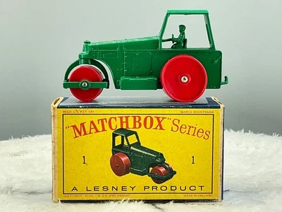 Rodillo de carretera vintage Matchbox #1D Aveling, 1962, como nuevo en caja todo original Foto 1 de 4