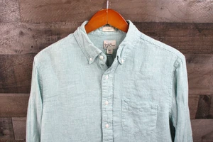 J Crew Shirt Mens Medium Tall Green Baird McNutt Irish Linen Classic Button Down - Picture 1 of 14