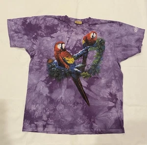 Vtg XXL The Mountain Tie-Dye T-Shirt Lavender Purple Parrots 1990s Key West 2XL - Picture 1 of 11