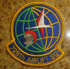 USAF PATCH,728TH AIRLIFT SQUADRON, LIGHT GREEN,COLOR, WITH HOOK LOOP FASTENER - Picture 1 of 1