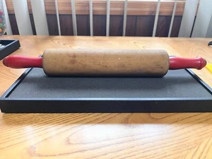 PIN RODANTE VINTAGE MADERA MANGO ROJO 17" LONGITUD TOTAL - Imagen 1 de 4