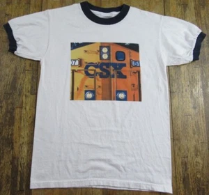 CSX RAILROAD Shipping Train Front Souvenir SS White Ringer T Shirt Size S - Picture 1 of 6