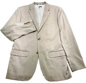 Perry Ellis Cotton Twill Sport Coat Beige 38 40 Stretch Summer Blazer Preppy Y2K - Picture 1 of 15