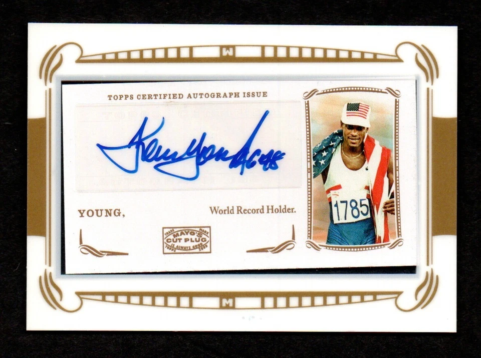 2009 Topps Mayo Football KEVIN YOUNG Cut Plug Autograph WR 400 Hurdles Olympics - Image 1 of 2