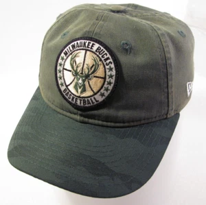 Milwaukee Bucks Hat Youth Size Green Camouflage Bill Patch Logo Kids Era NBA Cap - Picture 1 of 14