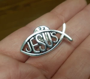 JESUS FISCH ANSTECKNADEL Christlich Religiös Spirituelles Symbol Anstecknadel Brosche Pinback - Bild 1 von 3