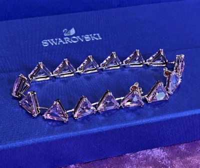 Pulsera Tenis SWAROWSKI Matrix, Corte Triángulo Tono Oro Rosa Rosa, Nueva en Caja, PVP £200 Foto 1 de 4