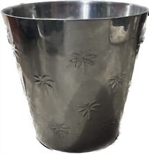 Vtg IHI Aluminum Large Champagne Wine Ice Bucket Embossed PALM TREE India 9"
