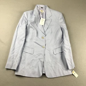 Talbots Jacket Womens 10 Blue Linen Blend Button Up Long Sleeves Coat NWT - Picture 1 of 10