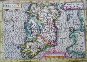 Ireland, rare early map by Bertius/Hondius, 1618, Hibernia (original colors!) - Picture 1 of 5