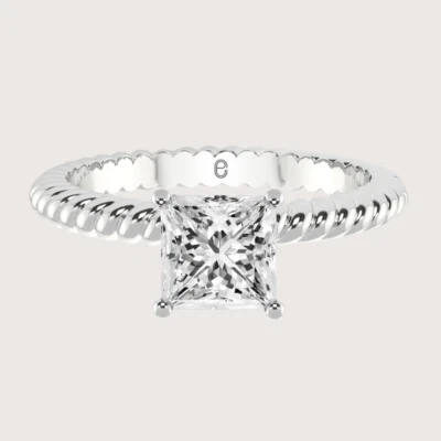 Princess Cut IGI Certified Lab Grown Diamond Gold Engagement Ring - Image 1 of 4