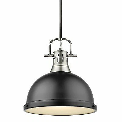 Golden Lighting 3604-l Pw-blk Duncan Pendant Pewter With Matte Black Shade