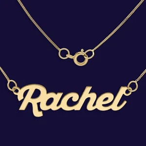 9ct Gold Medium Customised ANY NAME Necklace, Curb Chain, Gift Box + Pouch - Picture 1 of 13